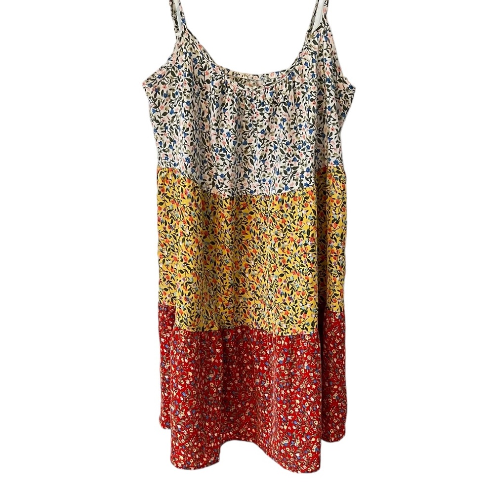 SHEIN VCAY Ditsy Floral Print Colorblock Ruffle Hem Cami Dress Sz M - Picture 10 of 10